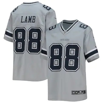 youth nike ceedee lamb silver dallas cowboys inverted team 